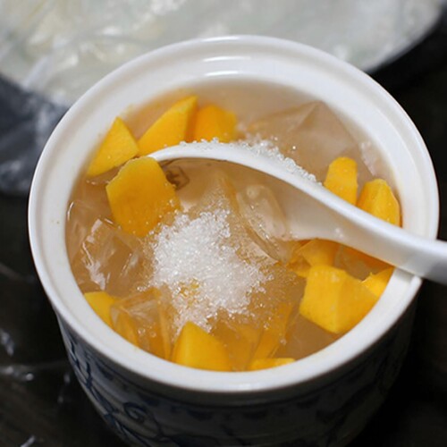 海石花粉四果汤青岛海凉粉糖水石花膏胶冻白凉粉洋菜糕商用1000g - 图2