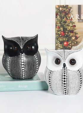 猫头鹰波点家居树脂摆件 北欧创意客厅样板房动物软装饰工艺品