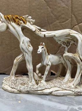 镂空风水树脂摆件奔马飞驰的马雕像工艺品书房骏马手工艺品