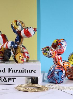 跨境北欧创意家居气球狗树脂动物摆件客厅酒柜装饰品工艺品批发