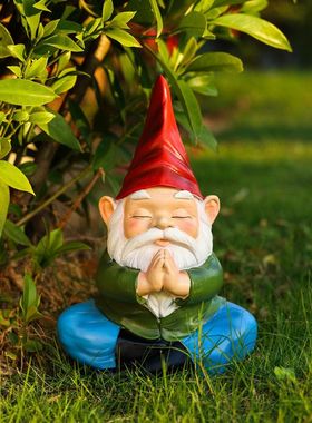 跨境新品打坐地精花园精灵树脂摆件家居户外庭院侏儒小矮人工艺品