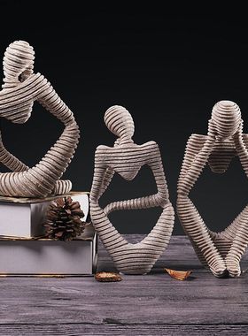 欧式人物创意雕塑思考者摆件 玄关酒柜样板房家居书房客厅装饰品