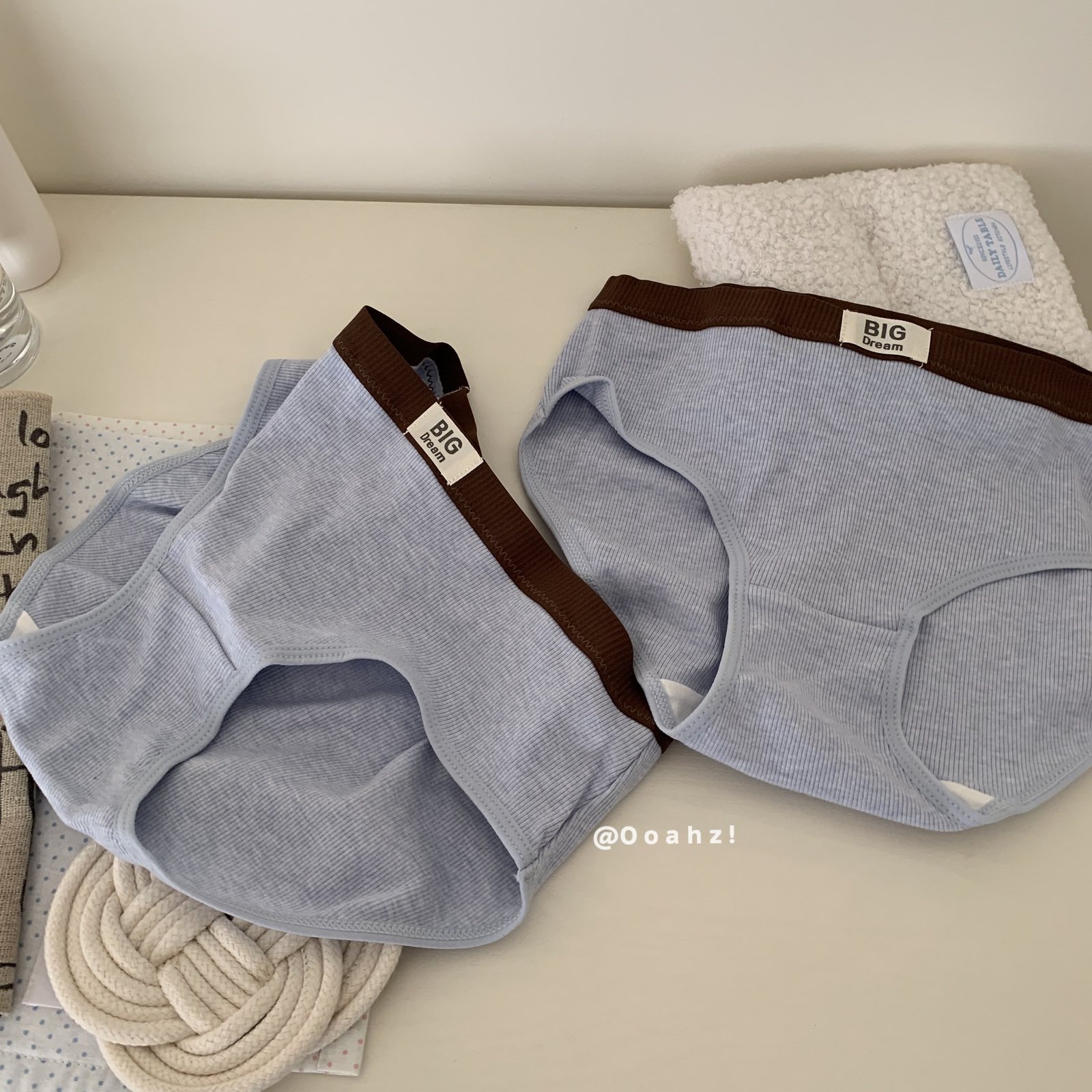 "异想记"【全裤7A】复古撞色螺纹内裤 莫代尔棉透气中腰ins三角裤,淘宝优惠券,粉丝福利购,淘宝优惠卷