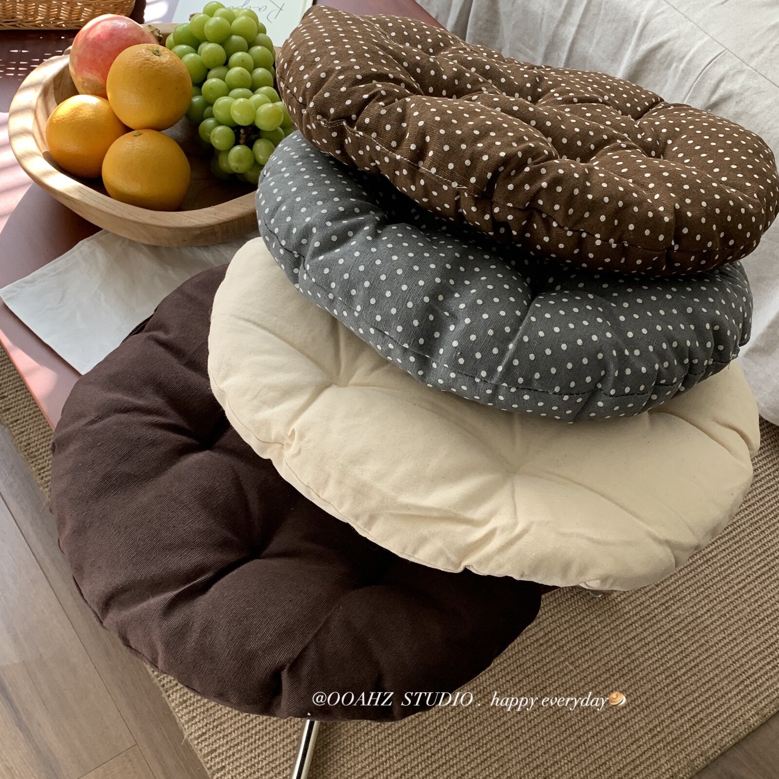 Linen round futon cushion thickened pillow tatami
