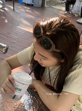 石榴红~猫眼小框太阳镜 适合拍照拽姐椭圆框嘻哈棕色墨镜ins眼镜