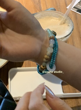 一山浮屿~猫眼石冰透手工串珠手链!小众设计冷淡风新中式闺蜜手串