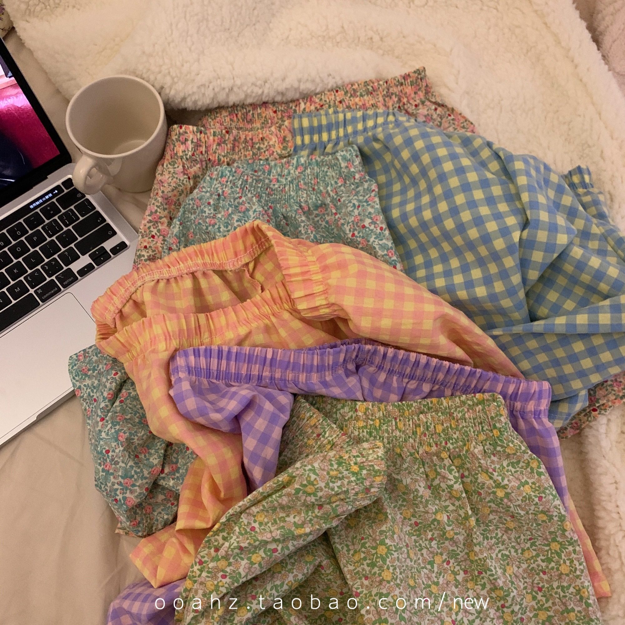 盛夏光年·女生大裤衩 纱布棉ins风家居短裤纯棉格子碎花大码睡裤,淘宝优惠券,粉丝福利购,淘宝优惠卷