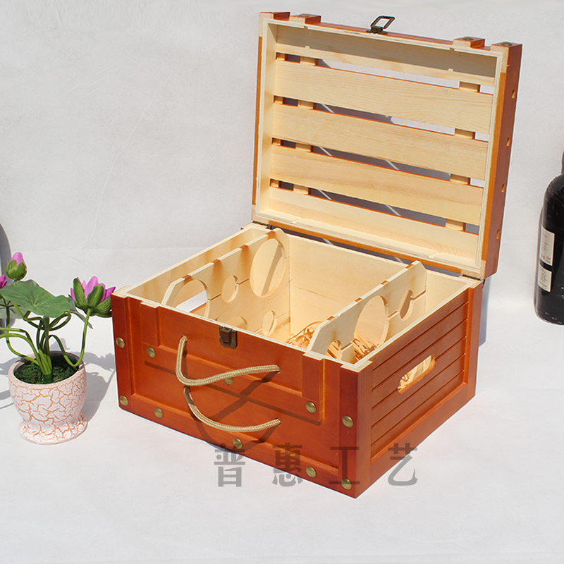六支红酒箱木箱子6只装包装盒子高档木质葡萄酒礼盒红酒木盒定制