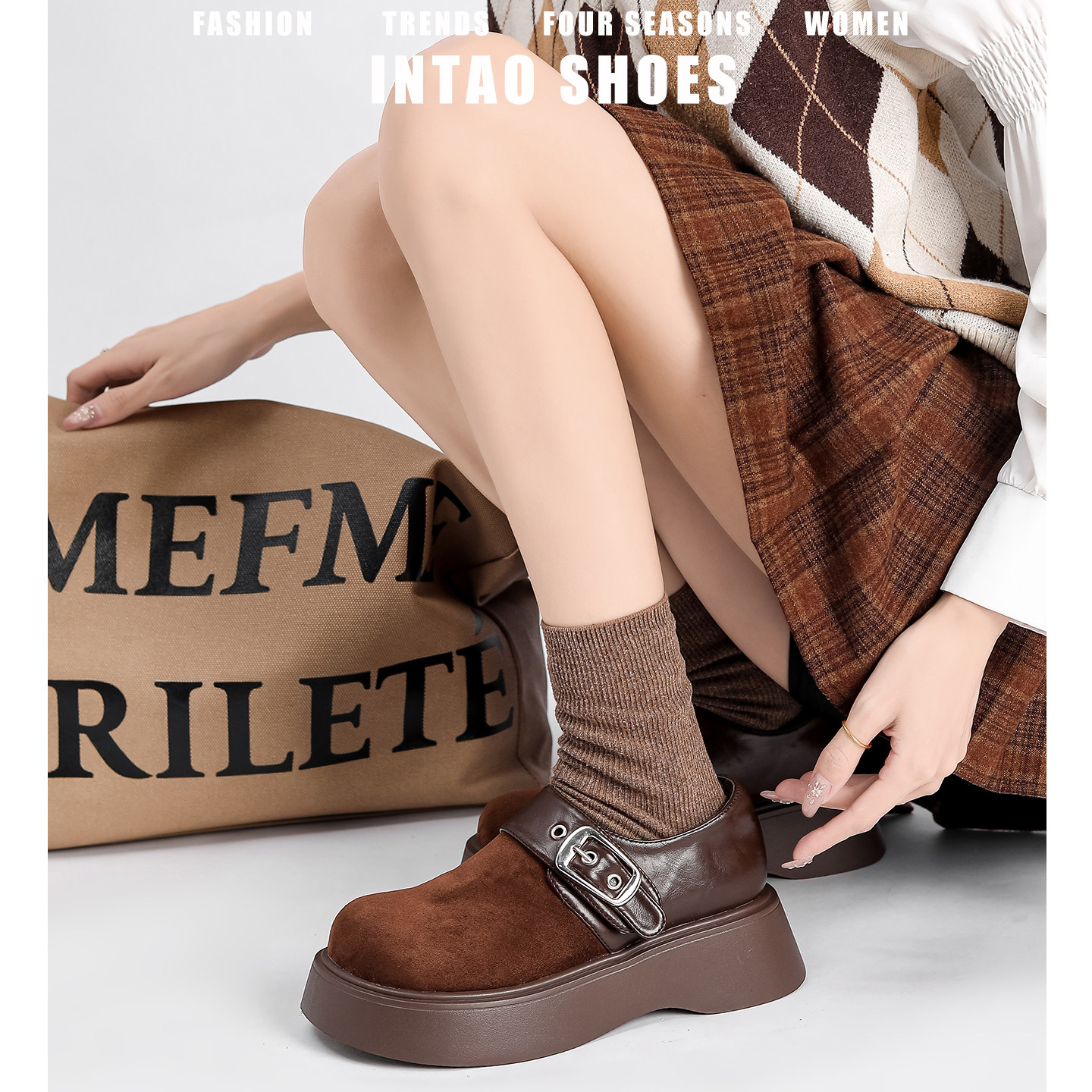 增高5CM复古厚底玛丽珍小皮鞋女2026春季新款一脚蹬法式深口单鞋,淘宝优惠券,粉丝福利购,淘宝优惠卷