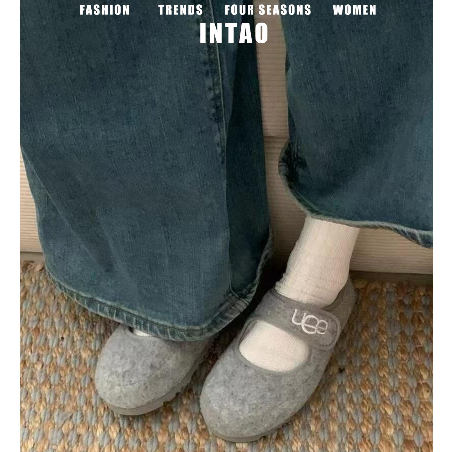 羊皮版~灰色玛丽珍鞋毛毛鞋女外穿2025秋冬新款保暖棉鞋加绒单鞋,淘宝优惠券,粉丝福利购,淘宝优惠卷