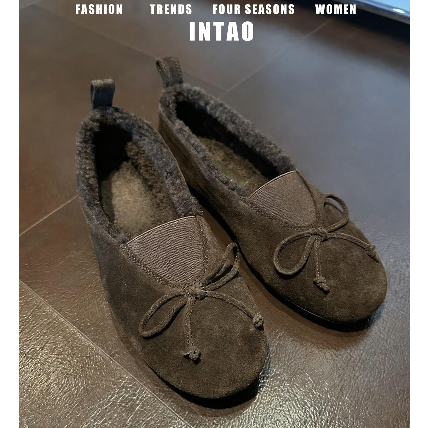 法式蝴蝶结芭蕾豆豆毛毛鞋女平底2025秋冬新款一脚蹬加绒保暖单鞋,淘宝优惠券,粉丝福利购,淘宝优惠卷