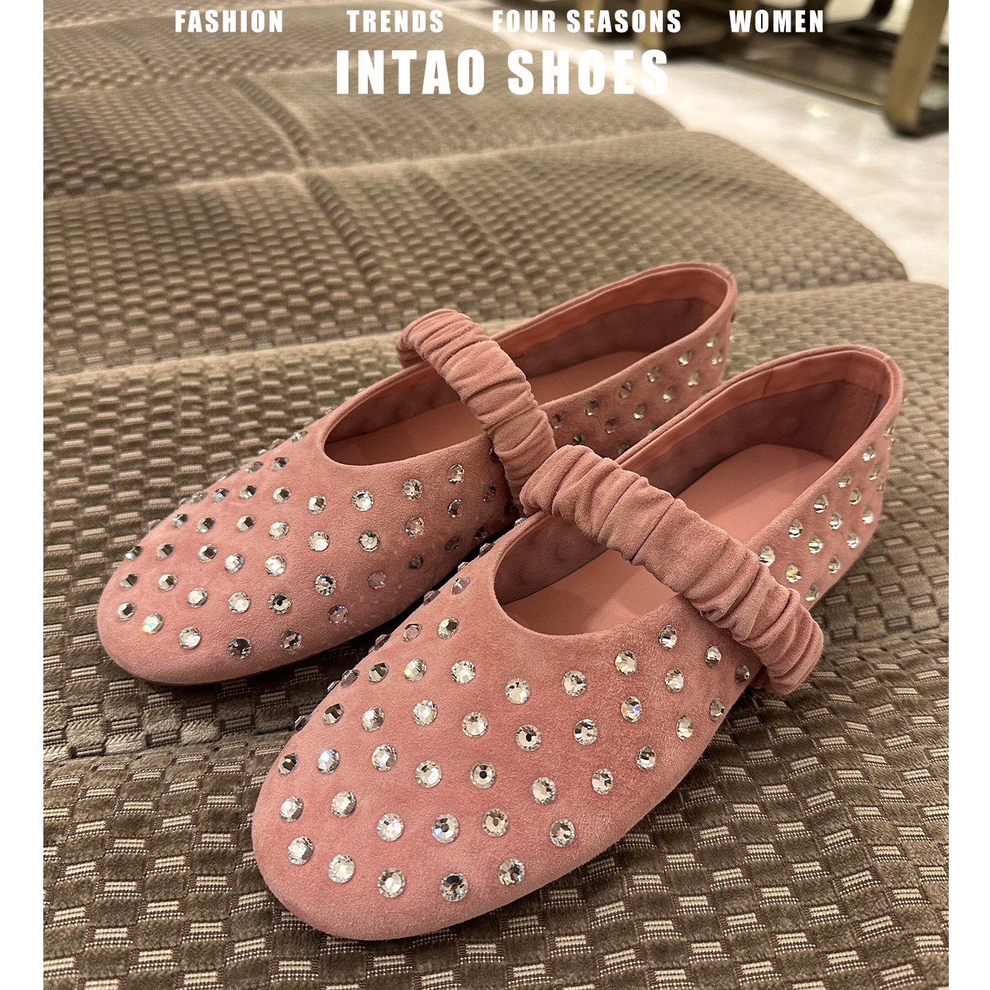 设计感小众水钻浅口单鞋女平底2026年新款一脚蹬温柔浅口玛丽珍鞋,淘宝优惠券,粉丝福利购,淘宝优惠卷