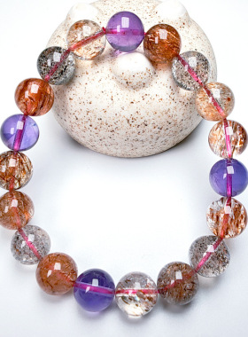 天然新矿超级七水晶手串招财转运全能绝美水晶手链水晶彩宝