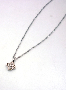 礼品水钻四叶草白金小红书项链