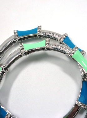 美国竹节白金滴油水钻手链促包邮