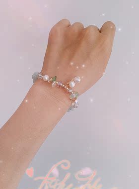 弹力天然石月亮日韩风淡水珍珠