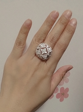 欧美饰品戒指镂空合金镶水钻镀银