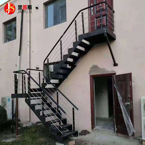 广州室外旋转直梯阳台阁楼户外定制铁艺花纹板楼梯消防梯包安装 - 图1