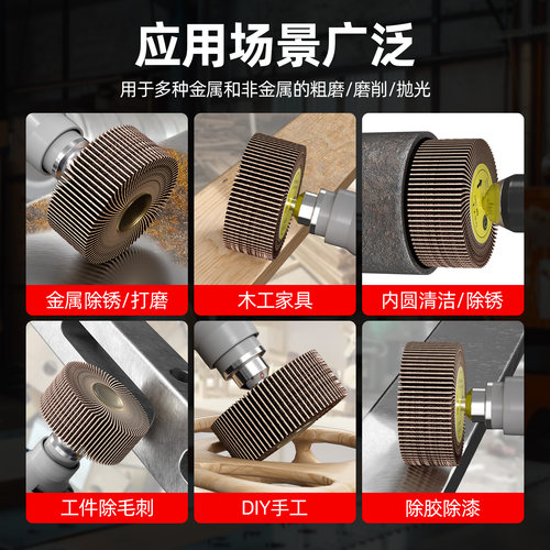 蓝胜带柄百叶轮6mm砂纸磨头电磨机锥形圆柱打磨头除锈DIY砂布磨头 - 图2