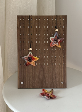 原创纯手工编织毛线复古可爱海星项链独特童趣可爱星星纽扣套装饰