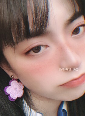 小花紫色双层少女限时包邮耳环