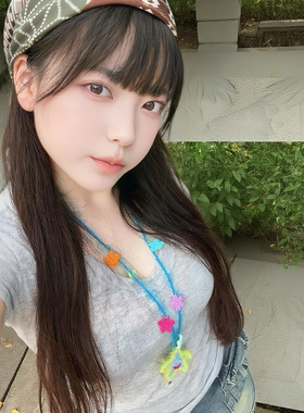 原创手工毛线钩织彩色多巴胺星星项链女小众设计感气质可爱锁骨链