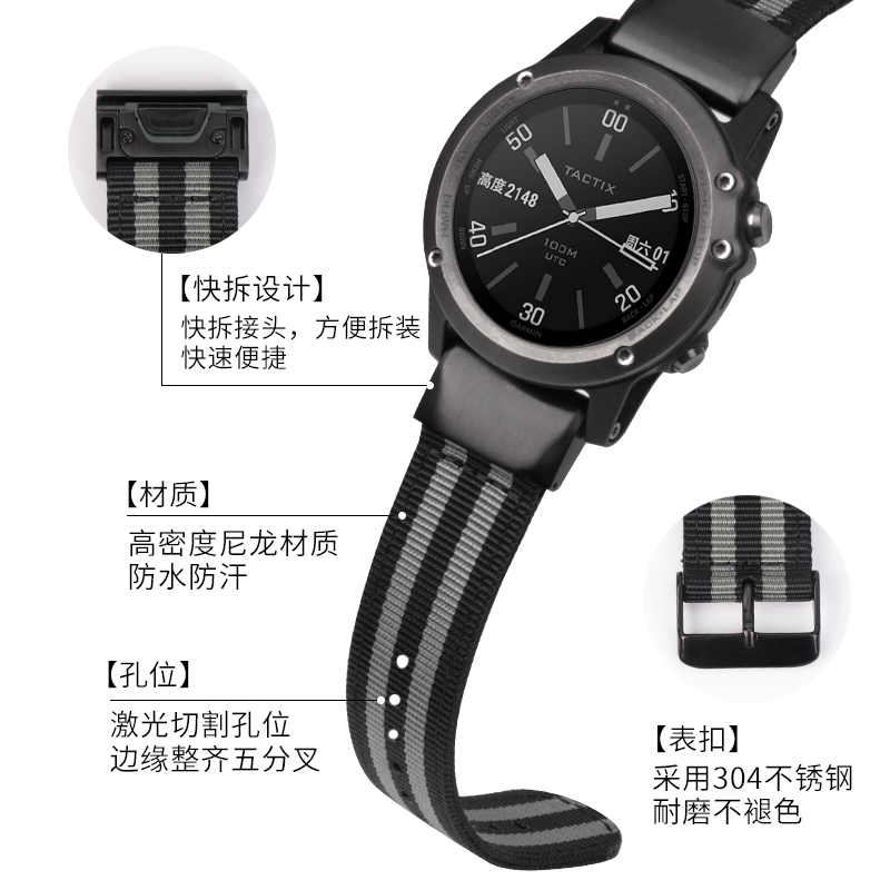 佳明Garmin Fenix7/6x/5Xplus尼龙帆布快拆表带935 MK1本能腕带-图2