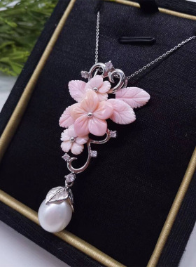 天然珍珠925银白色防过敏吊坠