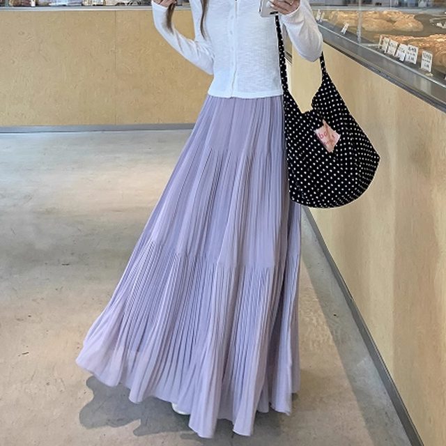 Purple pleated skirt for women spring 2025 new style