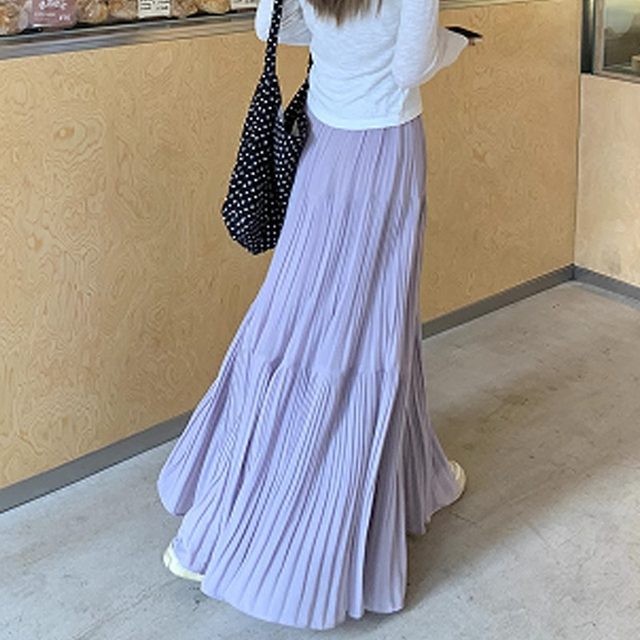 Purple pleated skirt for women spring 2025 new style