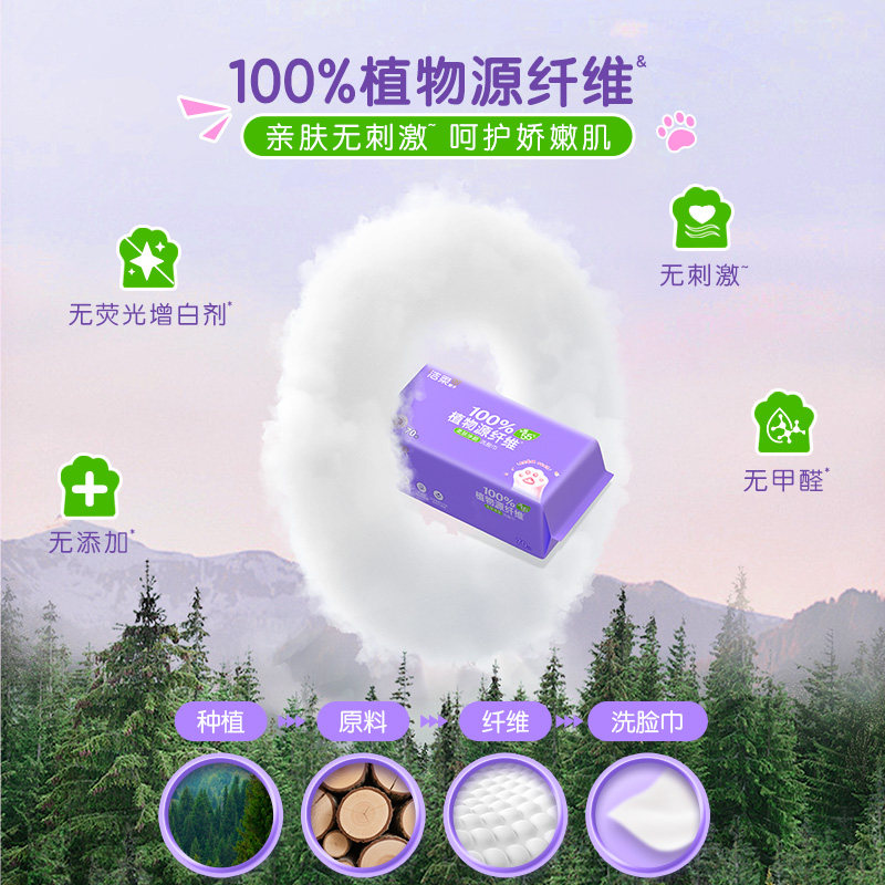 【20点抢】洁柔洗脸巾绵柔巾加厚干湿两用一次性洁面擦脸70抽2包