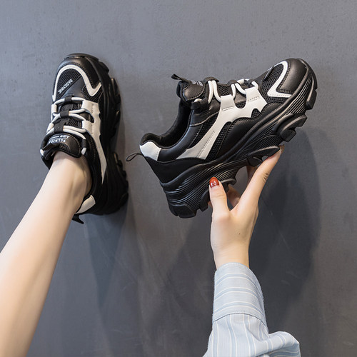 真皮厚底爆款老爹鞋女5cm秋季新款ins潮轻便百搭运动鞋休闲小白鞋 - 图2