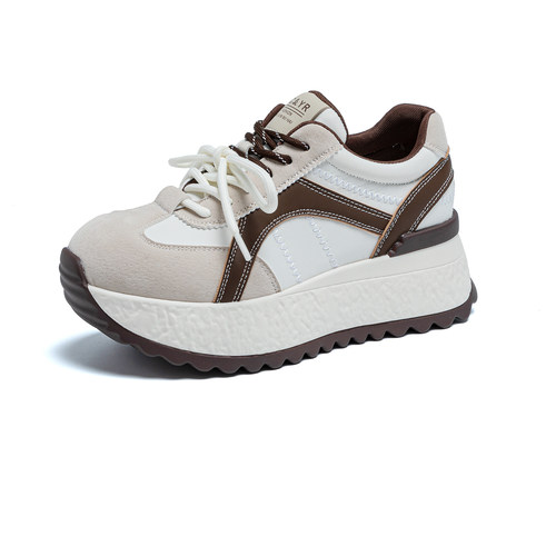 真皮内增高德训鞋女鞋2025秋季新款厚底百搭老爹鞋爆款运动休闲鞋 - 图3