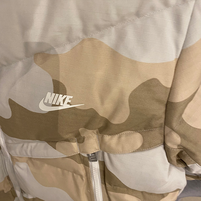 NIKE耐克棉服男2022冬季新款迷彩连帽保暖运动棉衣棉袄外套DQ4936