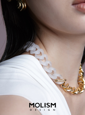 molism拼接半金项链设计师款