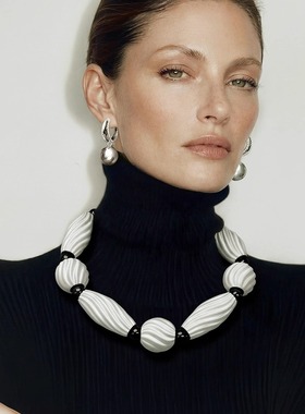 MOLISM球形玛瑙缎带项链