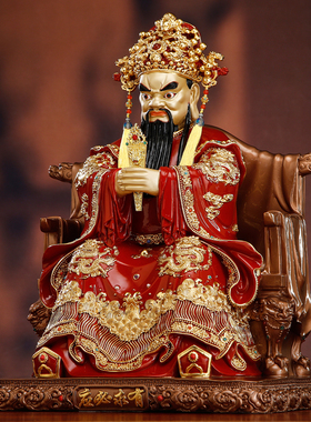 纯铜红彩五台山龙五爷神像