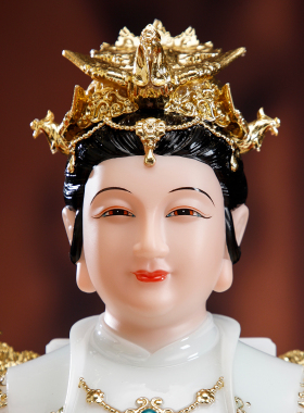 汉白玉玉帝王母神像道家摆件