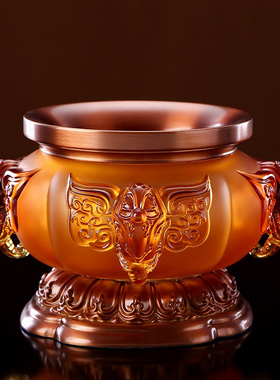 台湾琉璃香炉供佛吉祥供灯佛前供盘花瓶水杯佛具用品供奉供具全套