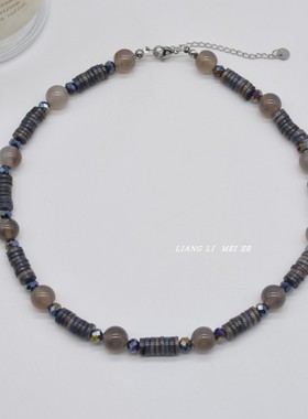 天然石串珠拼接女锁骨链