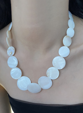 贝壳圆片串女异型不规则项链