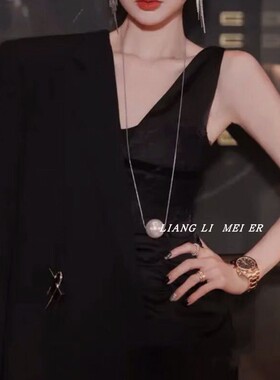 蛇骨链长款女高亮大珍珠毛衣项链