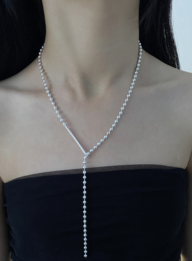 金属金属珠链几何Y型项链毛衣链