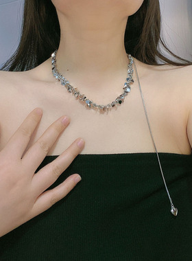 金属蛇骨链女爱心亮片项链锁骨链