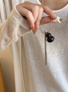 简约几何檀木葫芦吊坠长款项链