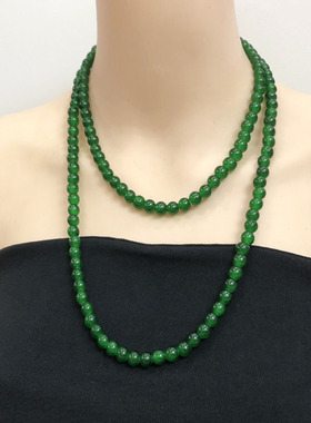 新中式国风绿玻璃珠串珠项链颈链