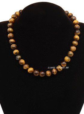 天然石头串珠女虎眼石项链