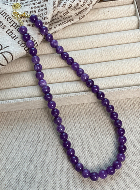 天然绿粉紫松石头项链串珠项链