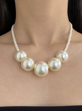 新款小香风大珍珠串珠项链女