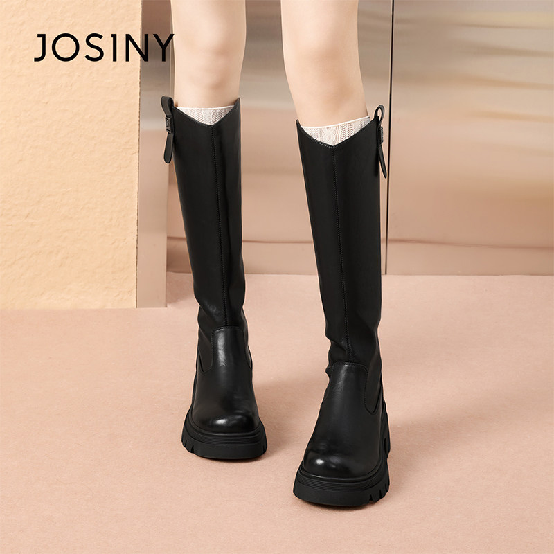 卓诗尼骑士靴女2025新款冬季厚底增高长筒靴高跟鞋粗跟单靴长靴子,淘宝优惠券,粉丝福利购,淘宝优惠卷